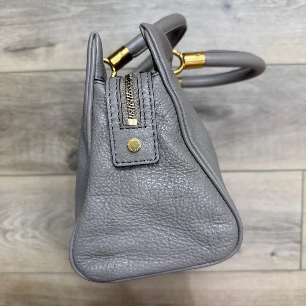 Marc by Marc Jacobs Too Hot To Handle Grey Gold Leather Satchel Handbag Purse - Picture 5 of 15